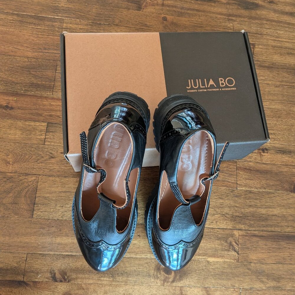 Julia Bo Jane Mary Janes Patent Lug-Sole Black 8.5 - Picture 5 of 6